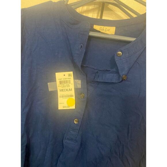 Style & Co Cotton Crew Neck Top Size Medium Blue - Picture 3 of 3